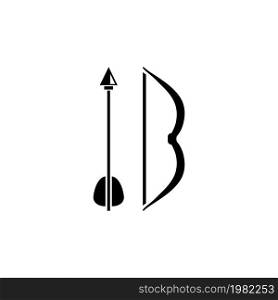 Archery Bow and Arrow. Flat Vector Icon. Simple black symbol on white background. Archery Bow and Arrow Flat Vector Icon