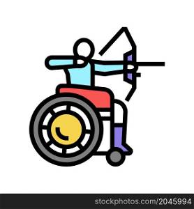 archery handicapped athlete color icon vector. archery handicapped athlete sign. isolated symbol illustration. archery handicapped athlete color icon vector illustration