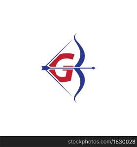 Archery logo With G initial letter vector ilustration flat design