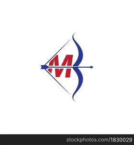 Archery logo With M initial letter vector ilustration flat design