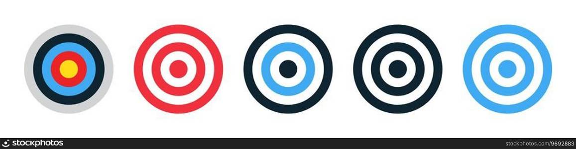 Archery target icon set. Target icon set. Bullseye vector icons. Goal concept icons. Vector graphic EPS 10