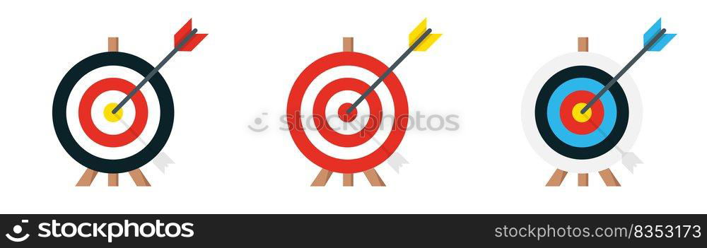 Archery target. Target with arrow. Vector illustration. EPS 10.. Archery target. Target with arrow. Vector illustration.