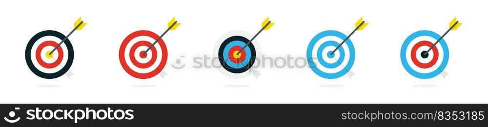 Archery target with arrow. Vector illustration. Target with arrow. Goal achievement concept.