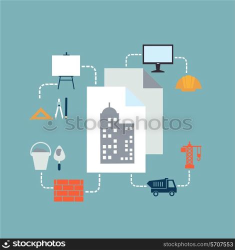 architect drawings. Flat modern style vector design