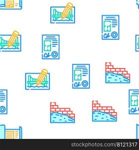 Architect Professional Occupation Vector Seamless Pattern Color Line Illustration. Architect Professional Occupation Icons Set Vector