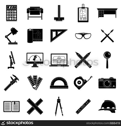 Architect tool icons set. Simple set of architect tool vector icons for web design on white background. Architect tool icons set, simple style