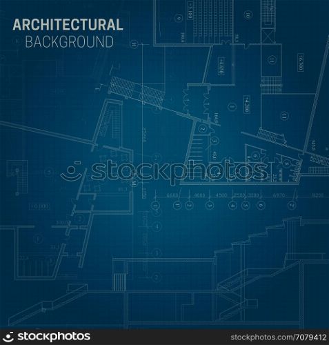 Architectural background. Blueprint Vector Architectural drawing on blue background.