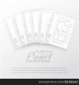 Architectural background with projects of drawings. Vector illustration.