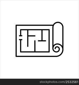 Architectural Blueprint Icon, House Map Vector Art Illustration