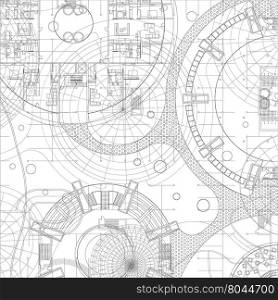Architectural blueprint. Vector technical drawing on white background.