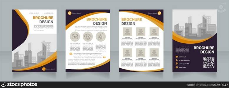 Architectural bureau blank brochure design. Employee photos. Template set with copy space for text. Premade corporate reports collection. Editable 4 paper pages. Myriad Pro, Heebo fonts used. Architectural bureau blank brochure design