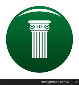 Architectural column icon. Simple illustration of architectural columnvector icon for any design green. Architectural column icon vector green