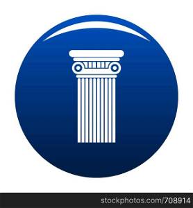 Architectural column icon vector blue circle isolated on white background . Architectural column icon blue vector