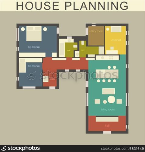 Architectural house plan.. Architectural plan of a house. Vector drawing.