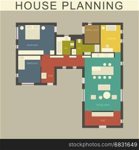 Architectural house plan.. Architectural plan of a house. Vector drawing.