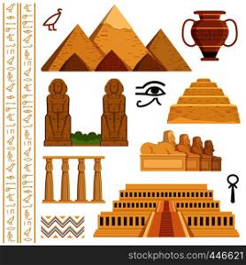 Architectural landmark of egypt. Different historical objects and symbols. Monument landmark and architecture egypt. Vector illustration. Architectural landmark of egypt. Different historical objects and symbols