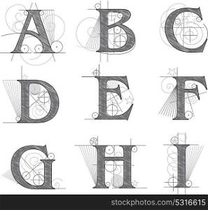 Architectural Letters for design. Vector illustration