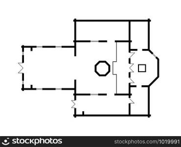 Architectural plan of Christian Orthodox Church. Medieval Orthodox Monastery, construction design.
