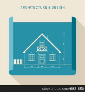 Architecture and design. Architecture and design. Simple flat illustration of architectural blueprint.