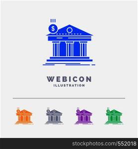 Architecture, bank, banking, building, federal 5 Color Glyph Web Icon Template isolated on white. Vector illustration. Vector EPS10 Abstract Template background