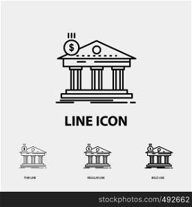 Architecture, bank, banking, building, federal Icon in Thin, Regular and Bold Line Style. Vector illustration. Vector EPS10 Abstract Template background