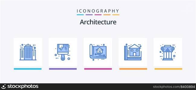 Architecture Blue 5 Icon Pack Including home. blueprint. color. blue. construction. Creative Icons Design