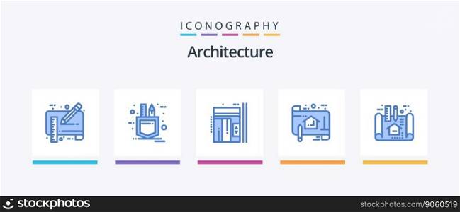 Architecture Blue 5 Icon Pack Including plan. sketch. sketch. plan. up. Creative Icons Design