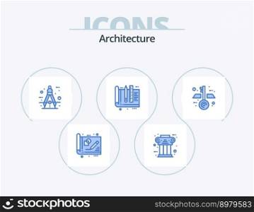 Architecture Blue Icon Pack 5 Icon Design. education. architect. column. tool. compass