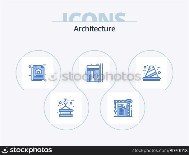 Architecture Blue Icon Pack 5 Icon Design. lift. elevator. interior. program algorithm. data architecture