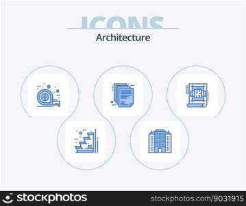 Architecture Blue Icon Pack 5 Icon Design. paper. enterprise architecture. hotel. document. scale