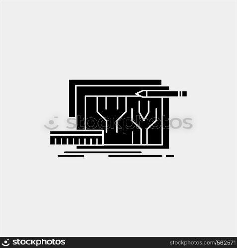 Architecture, blueprint, circuit, design, engineering Glyph Icon. Vector isolated illustration. Vector EPS10 Abstract Template background