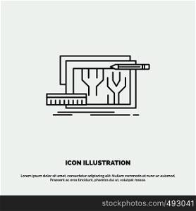 Architecture, blueprint, circuit, design, engineering Icon. Line vector gray symbol for UI and UX, website or mobile application. Vector EPS10 Abstract Template background