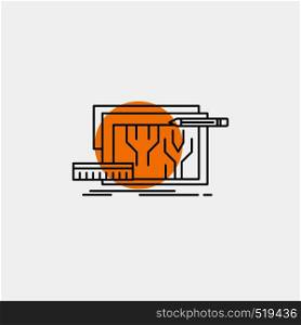 Architecture, blueprint, circuit, design, engineering Line Icon. Vector EPS10 Abstract Template background