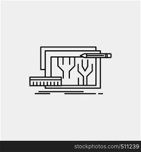 Architecture, blueprint, circuit, design, engineering Line Icon. Vector isolated illustration. Vector EPS10 Abstract Template background