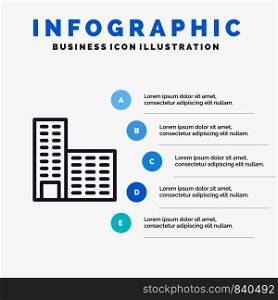 Architecture, Building, Construction Line icon with 5 steps presentation infographics Background
