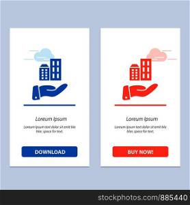 Architecture, Business, Modern, Sustainable Blue and Red Download and Buy Now web Widget Card Template