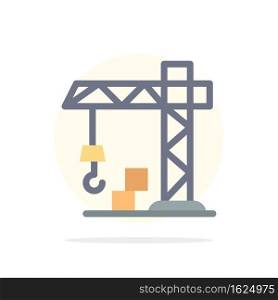 Architecture, Construction, Crane Abstract Circle Background Flat color Icon