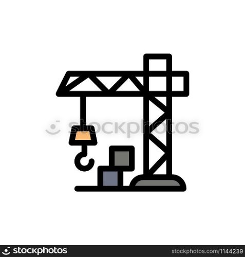 Architecture, Construction, Crane Flat Color Icon. Vector icon banner Template