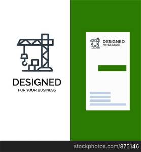 Architecture, Construction, Crane Grey Logo Design and Business Card Template