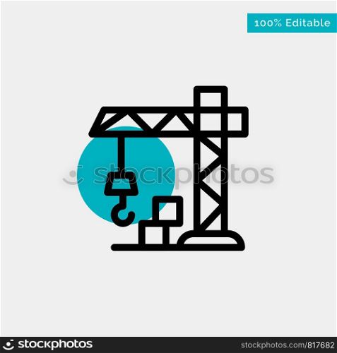 Architecture, Construction, Crane turquoise highlight circle point Vector icon