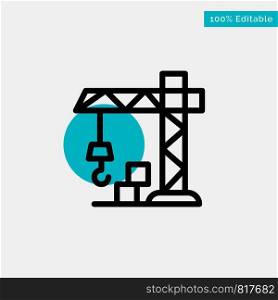 Architecture, Construction, Crane turquoise highlight circle point Vector icon