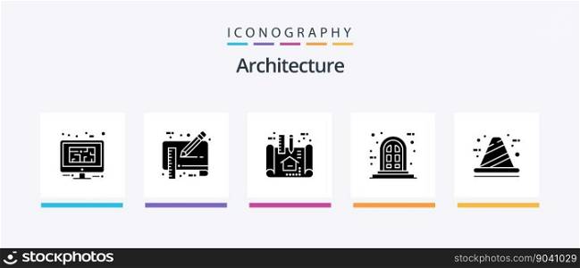 Architecture Glyph 5 Icon Pack Including architecture. panel. pencil. frame. plan. Creative Icons Design
