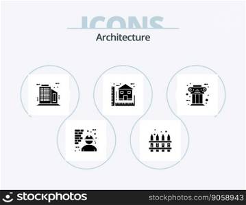 Architecture Glyph Icon Pack 5 Icon Design. greek. home. wood. construction. blue