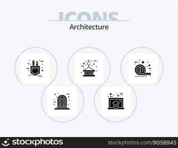 Architecture Glyph Icon Pack 5 Icon Design. measuring. rope. patch. lifting. crane