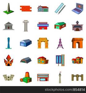 Architecture icons set. Cartoon set of 25 architecture vector icons for web isolated on white background. Architecture icons set, cartoon style