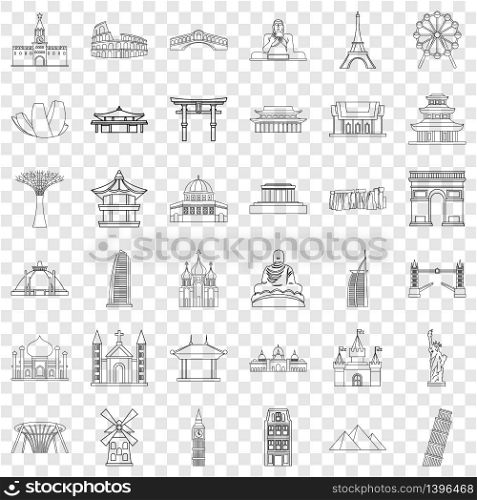 Architecture icons set. Outline style of 36 architecture vector icons for web for any design. Architecture icons set, outline style