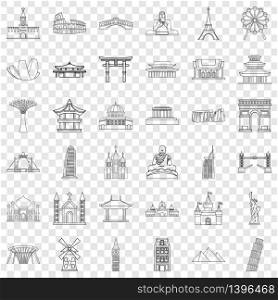 Architecture icons set. Outline style of 36 architecture vector icons for web for any design. Architecture icons set, outline style