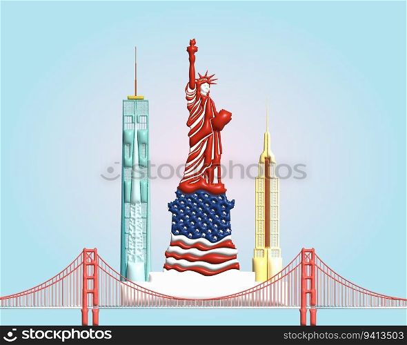 Architecture landmark in America symbol and icon of san francisco and new york. Beautiful building