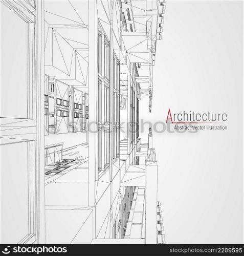 Architecture line background. Building construction sketch vector abstract. Modern city 3d project. Technology geometric grid. Wire blueprint house.. Architecture line background. Building construction sketch vector abstract. Modern city 3d project. Technology geometric grid. Wire blueprint house. Digital architect innovation wireframe.