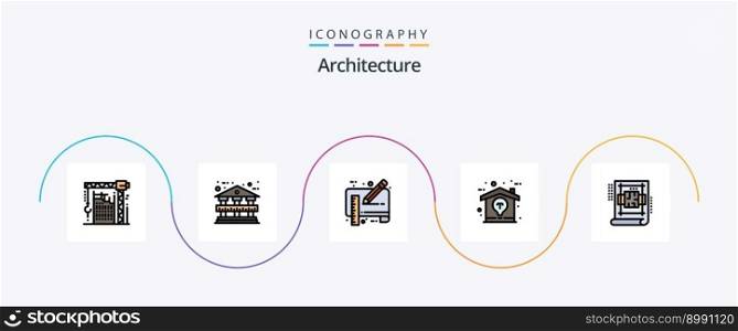 Architecture Line Filled Flat 5 Icon Pack Including architecture. home. blue print. design. ruler
